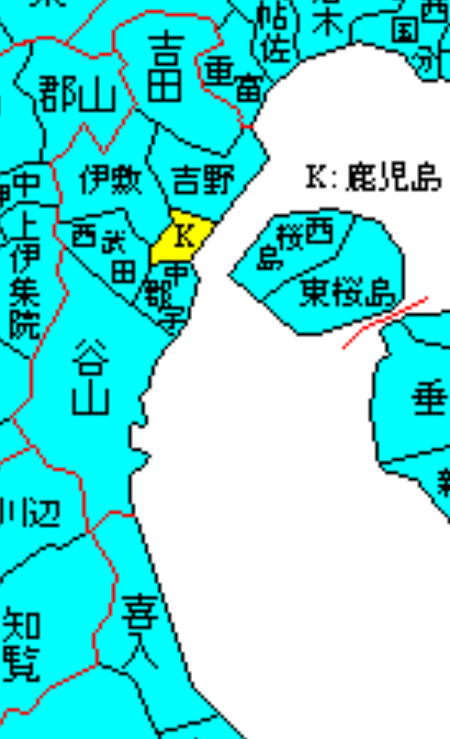 市制・町村制施行直後の、鹿児島市地域