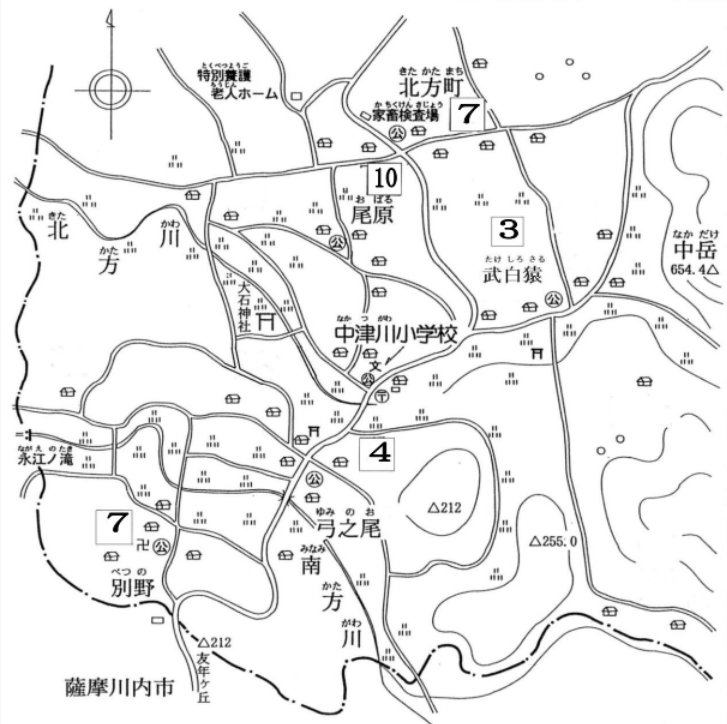 中津川（なかつがわ）小学校の校区