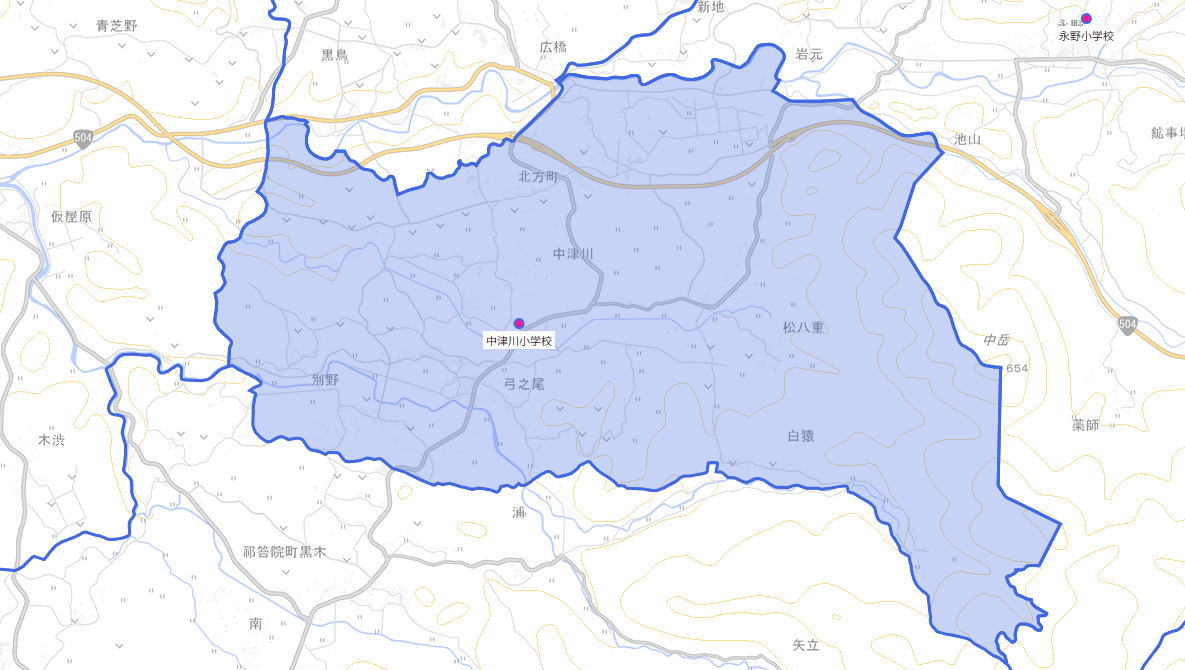 中津川（なかつがわ）小学校がある場所