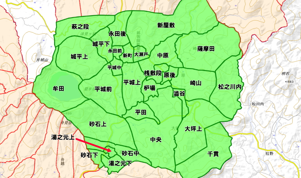 藺牟田（いむた）地区の集落