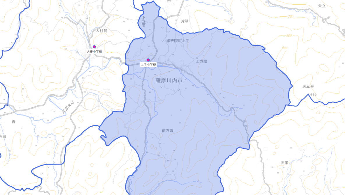 上手（かみで）小学校がある場所