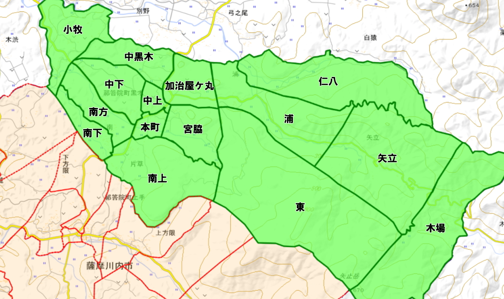 黒木（くろき）地区の集落