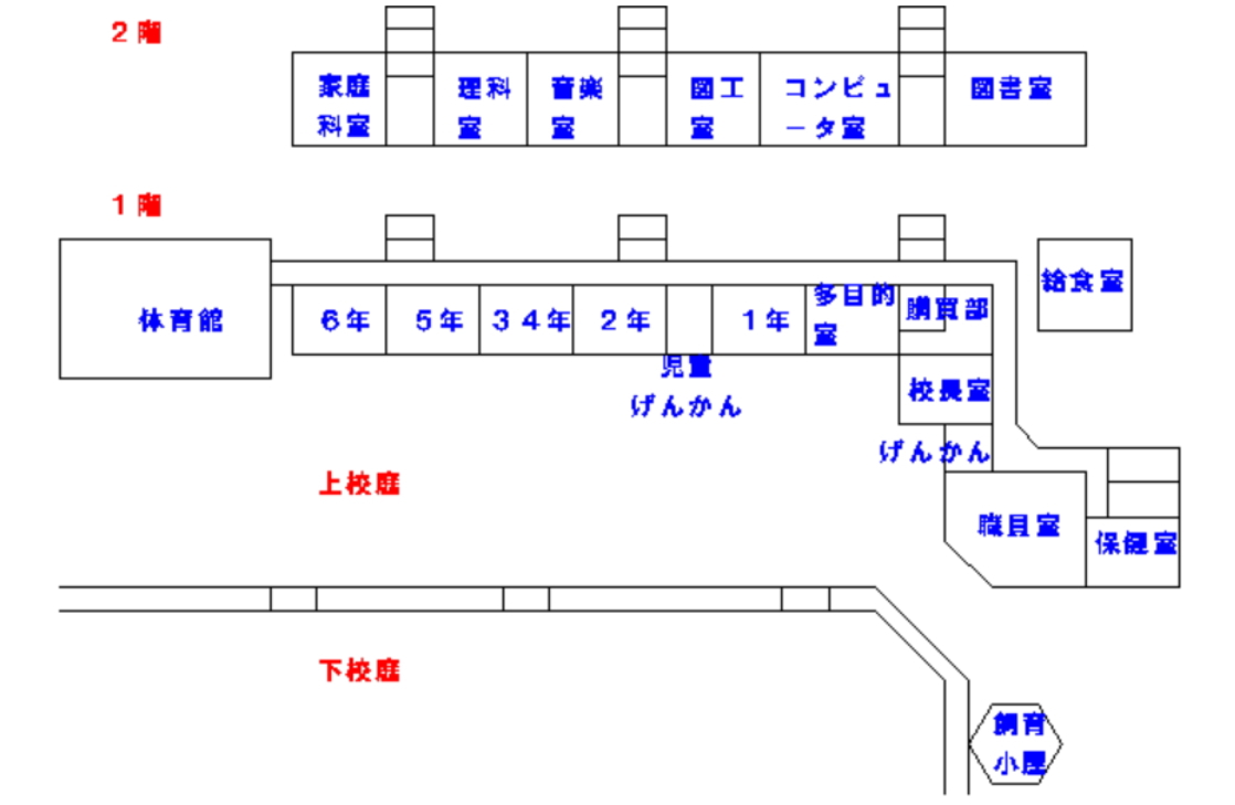 黒木小学校の校舎配置図