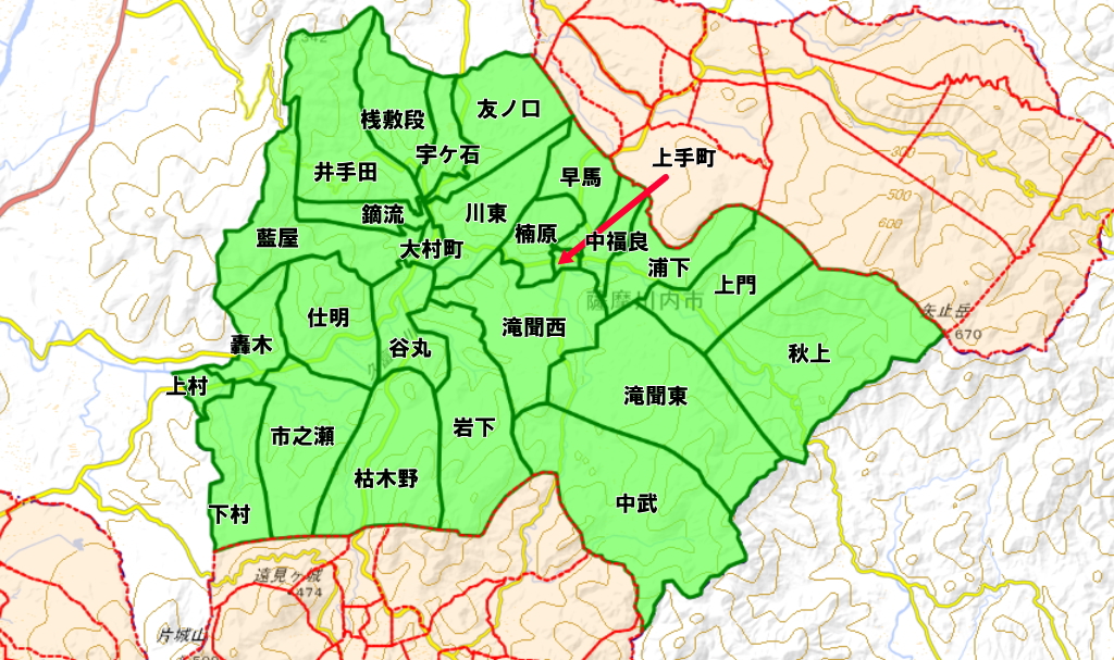 大村（おおむら）地区の集落