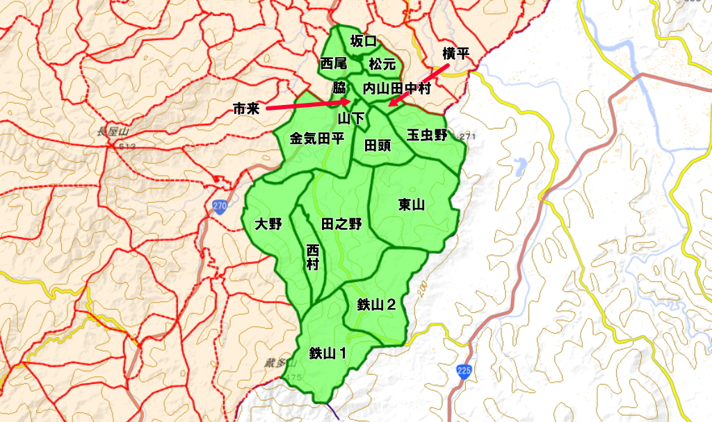 内山田（うちやまだ）の集落