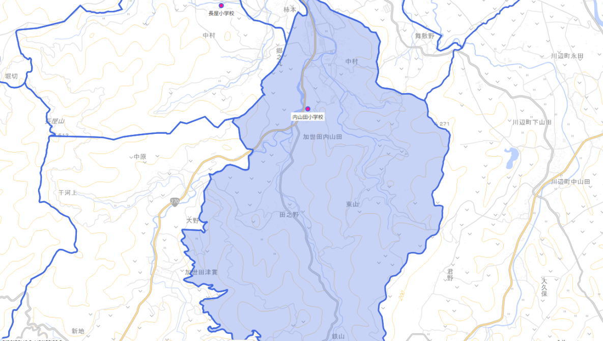 内山田（うちやまだ）小学校がある場所