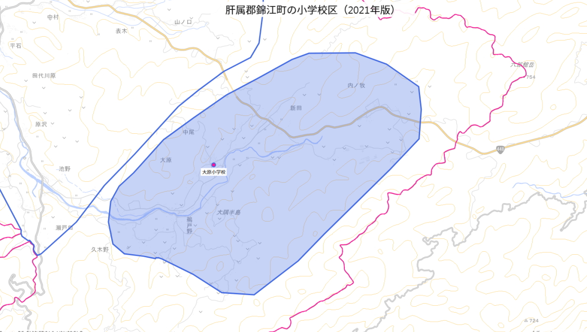 大原（おおはら）小学校がある場所