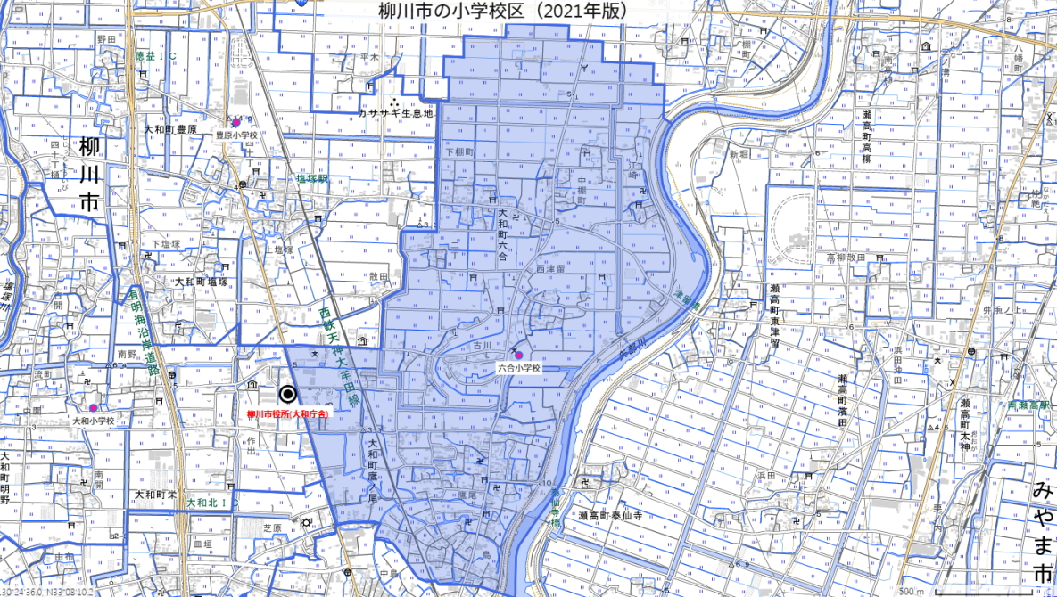 六合（ろくごう）小学校がある場所