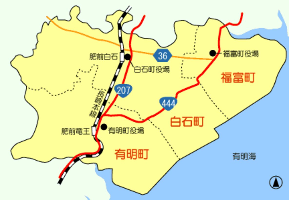 白石町（しろいしちょう）の地区の地図