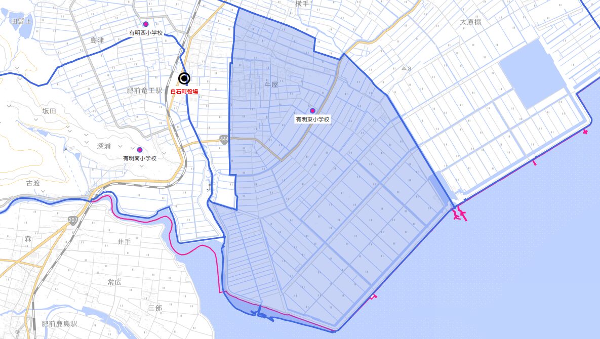 有明東(ありあけひがし)小学校がある場所