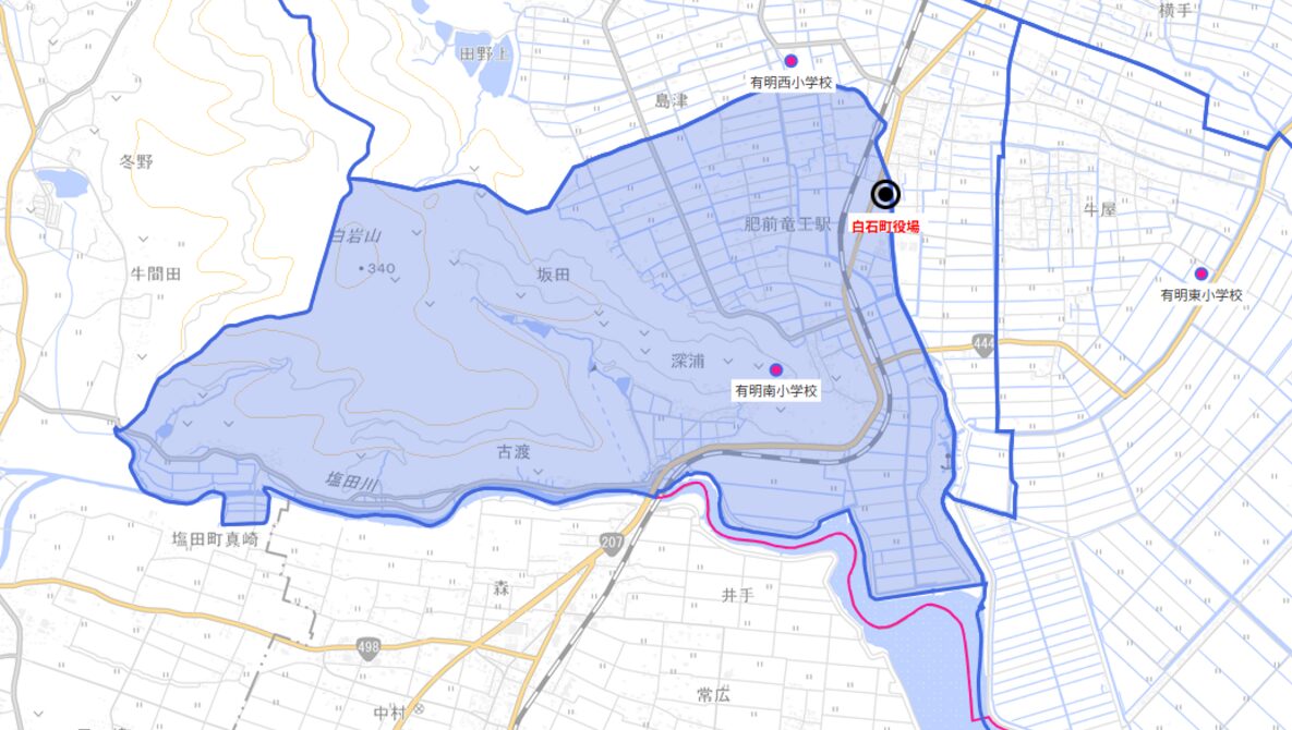 有明南(ありあけみなみ)小学校がある場所
