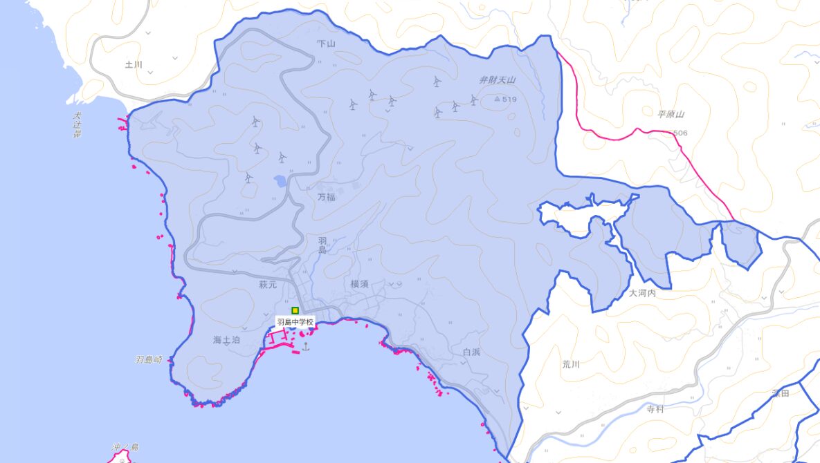 羽島（はしま）中学校がある場所
