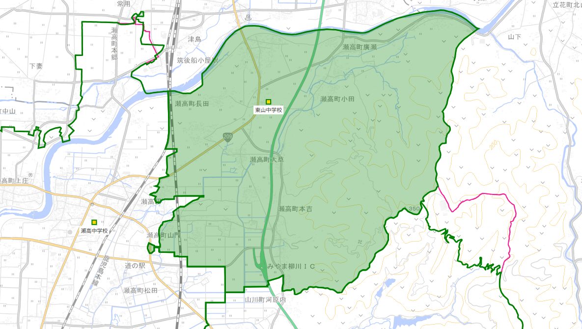 東山（ひがしやま）中学校がある場所