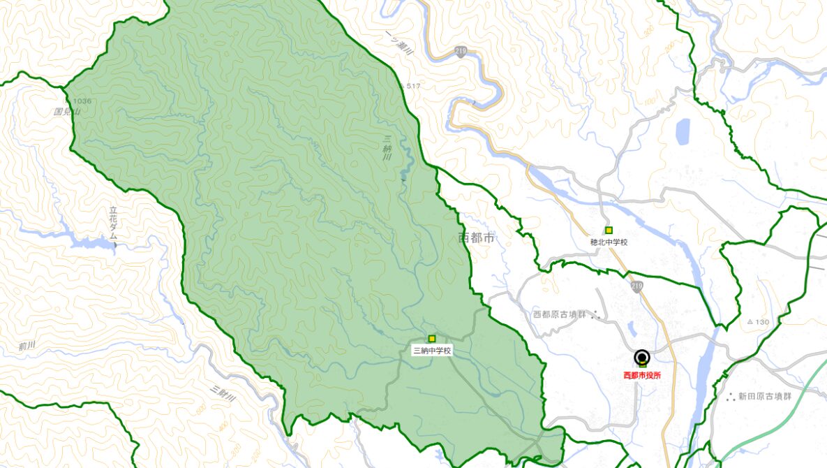 三納(みのう)中学校がある場所