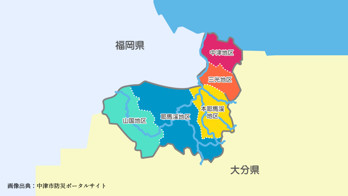 中津市（なかつし）の地区