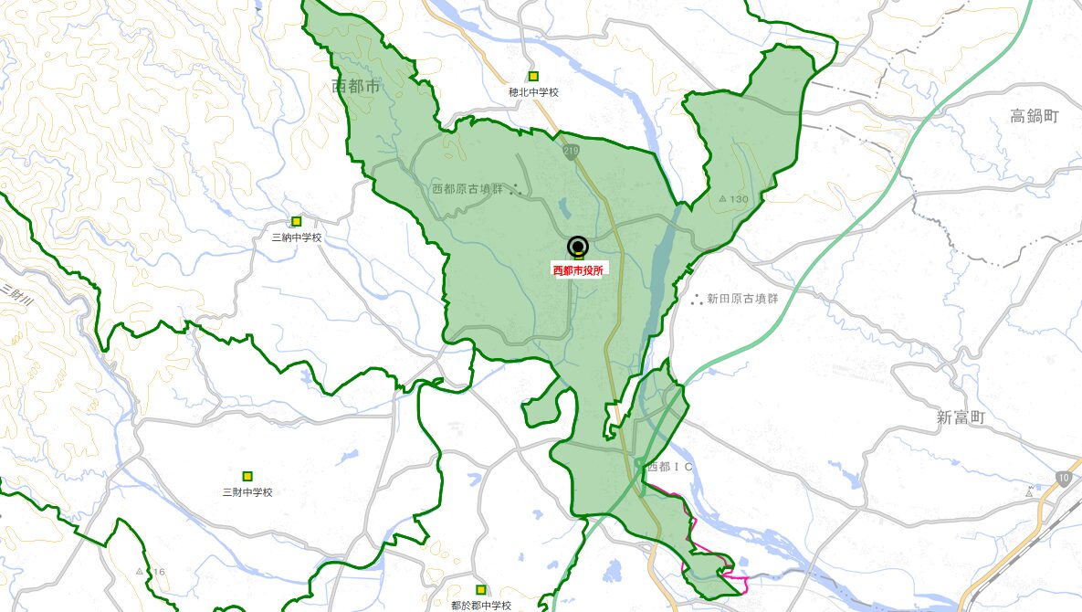 妻(つま)中学校がある場所