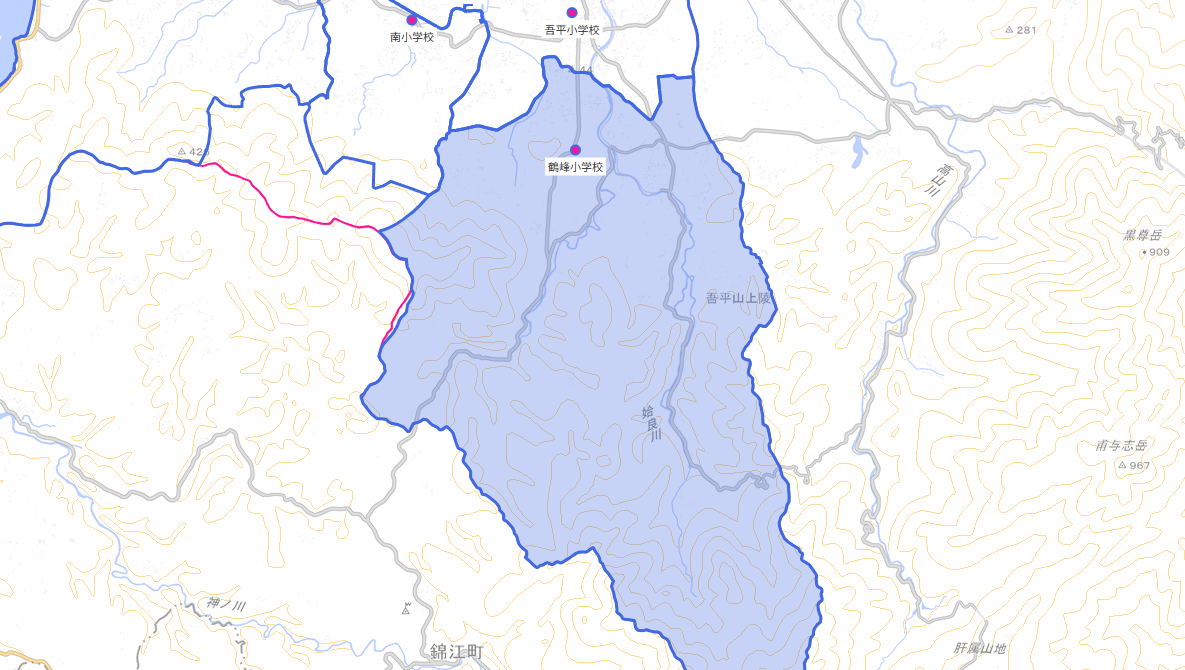 鶴峰（つるみね）小学校がある場所