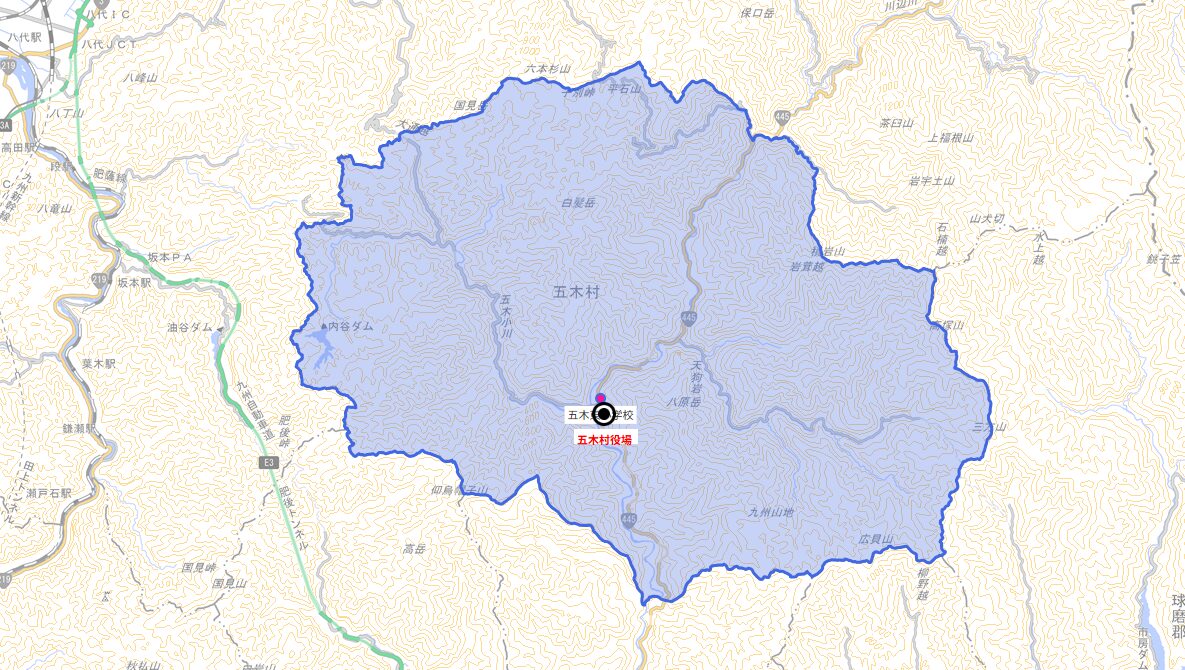 五木東（いつきひがし）小学校がある場所