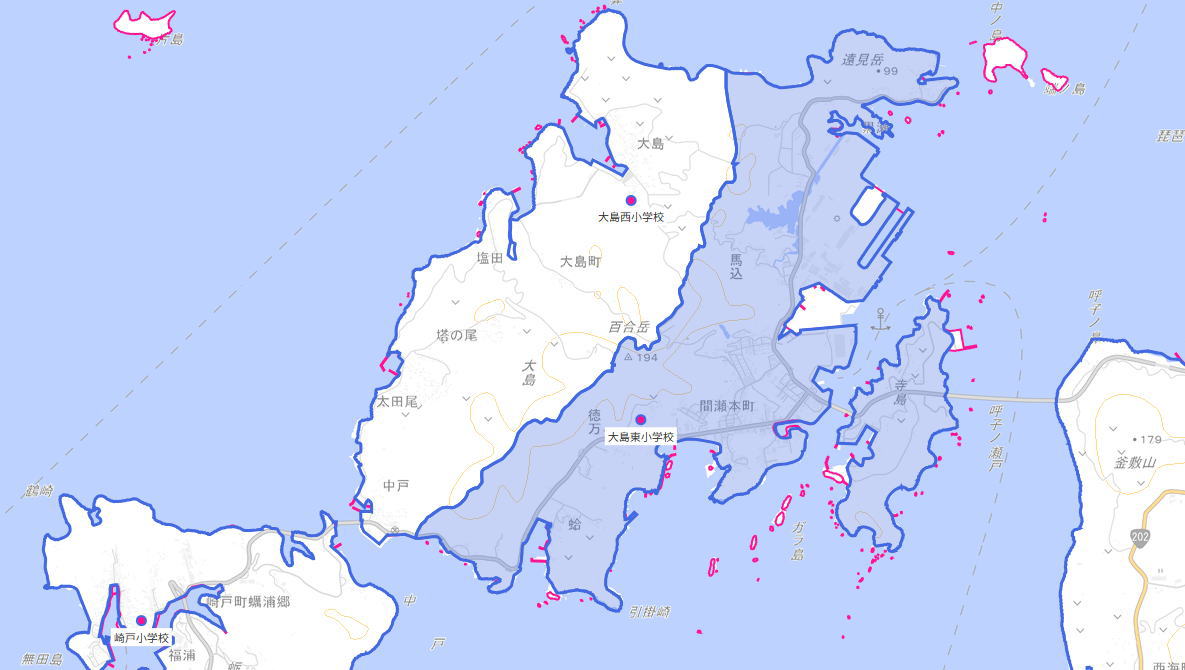 大島東(おおしまひがし)小学校がある場所