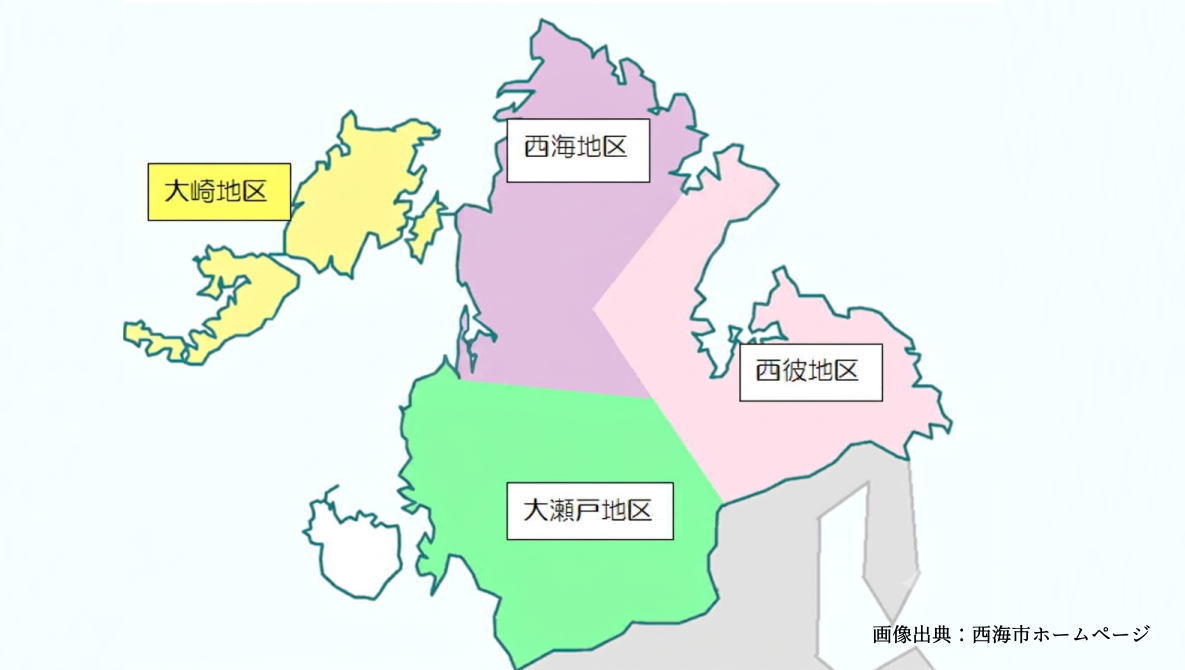 西海市(さいかいし)の地区の地図